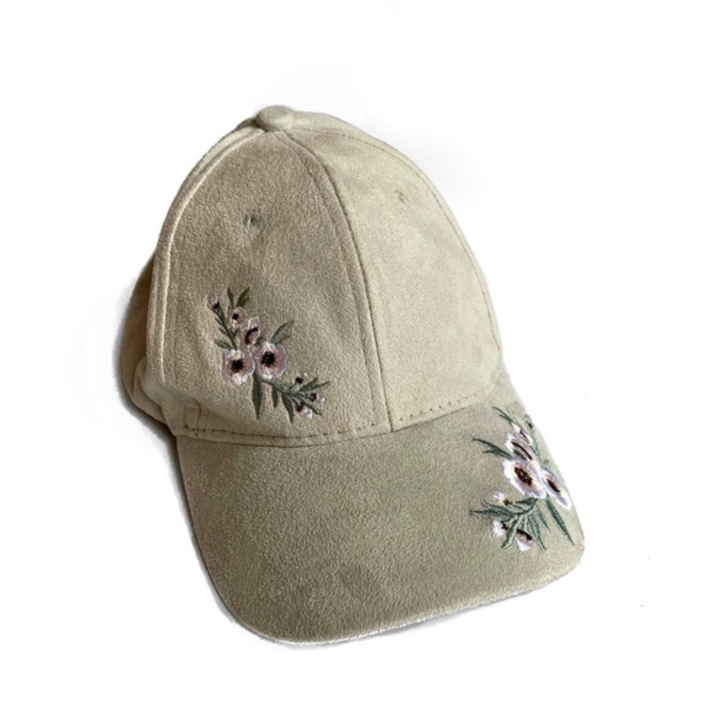 Charlotte Russe faux suede floral baseball cap